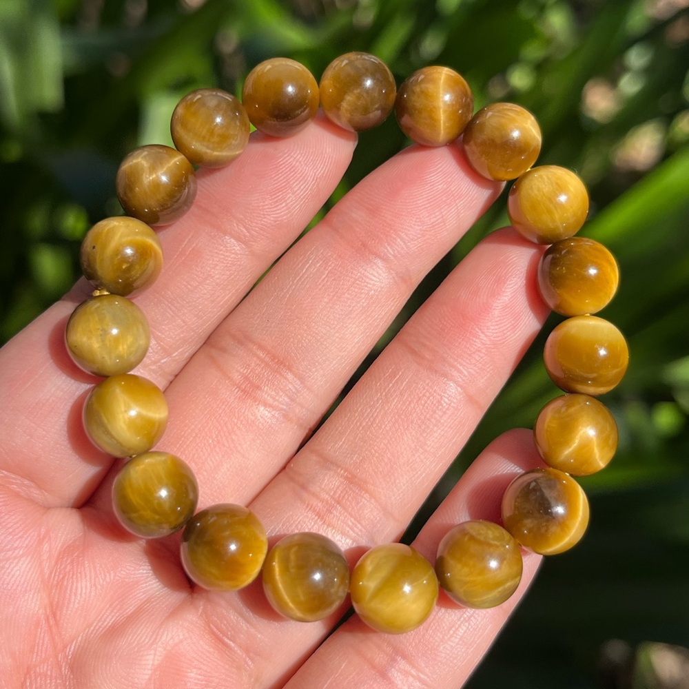 10mm stretchable ice‎ yellow tiger eye bracelet